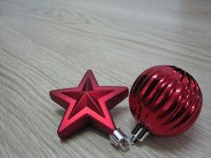 Red star and Christmas ball.