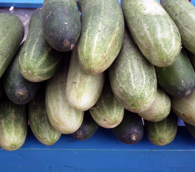 Piled cucumbers.
