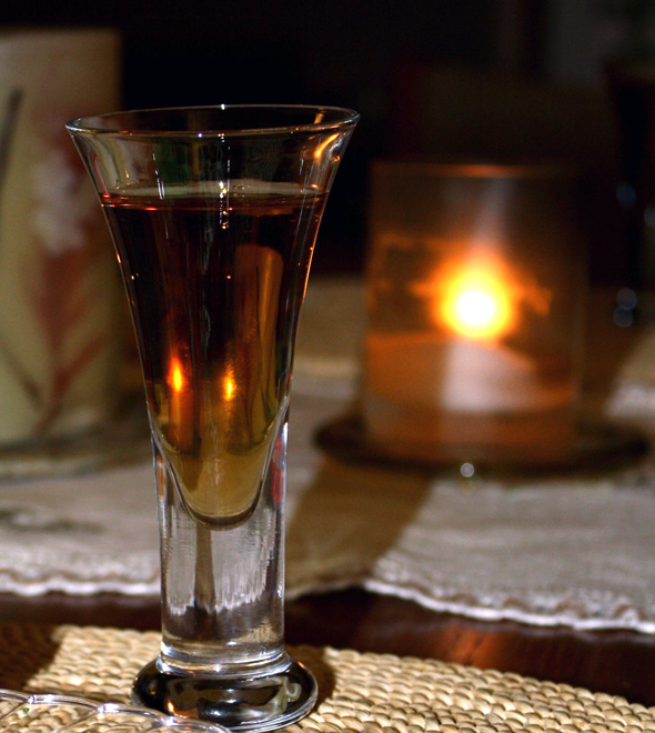 A small cup of dessert wine.