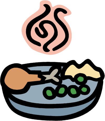 A sketch representing a home cooked meal.