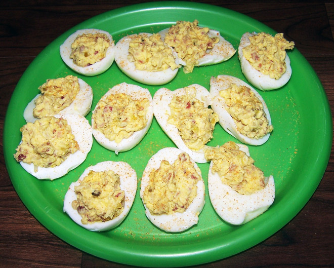 Home made Southern deviled eggs.
