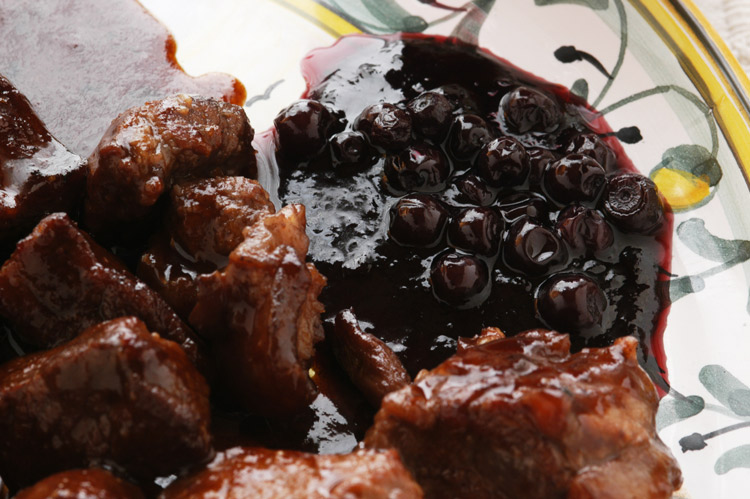 Venison with blueberry sauce.