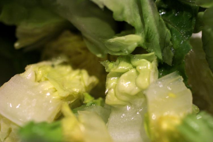 Detail of chopped Romaine lettuce.