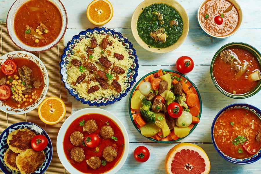 A selection of dishes from Algerian cuisine.