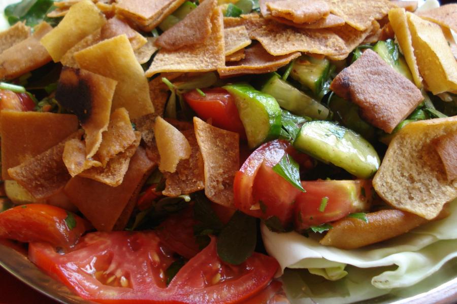 Detail of fattoush a North African salad.